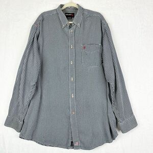 Ariat Mens FR Plaid Work Shirt Size XXL Flame Resistant Blue White Button Down